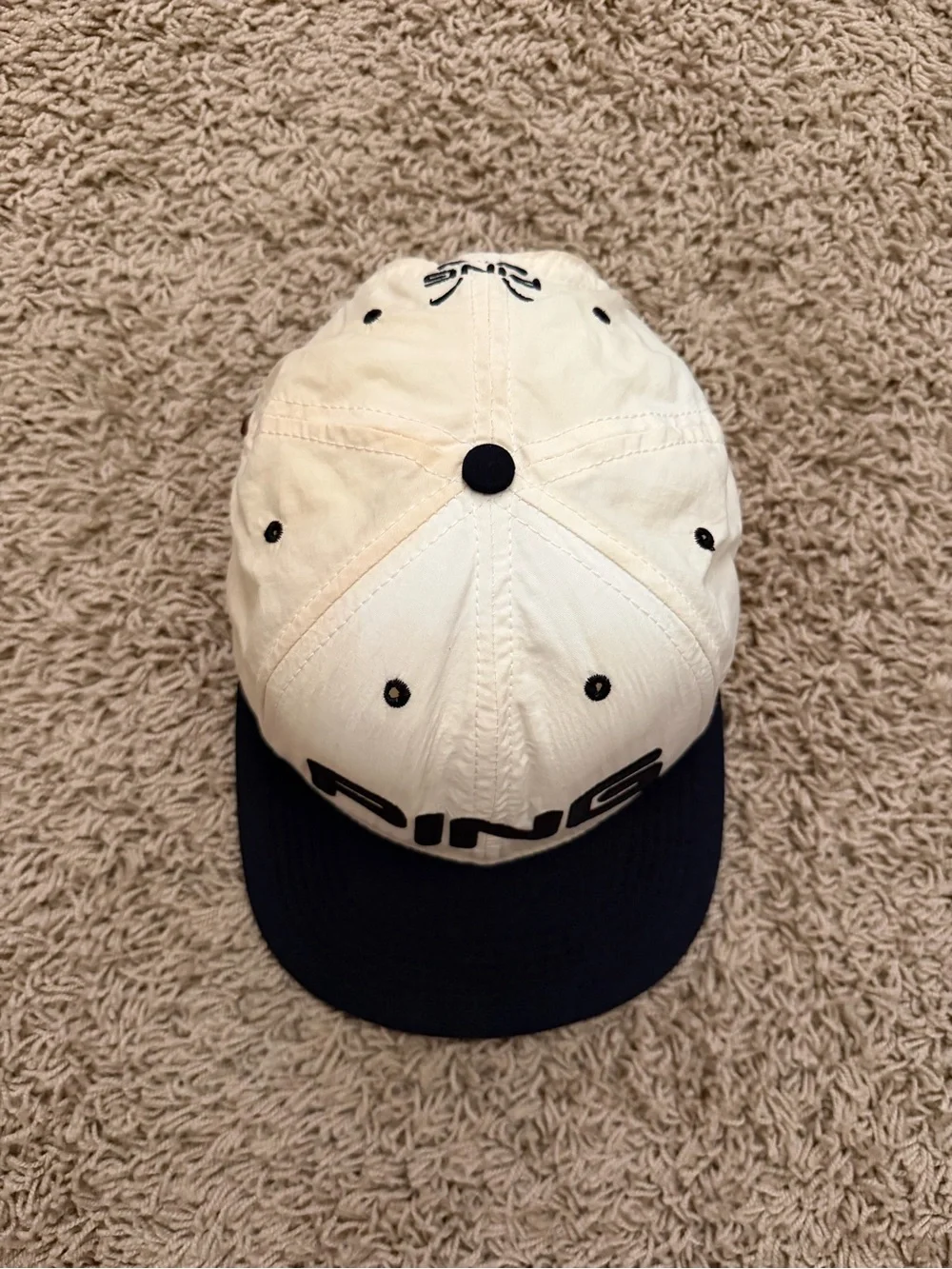 Vintage 90s PING Golf Spell Out Leather Strapback Cap Made In USA